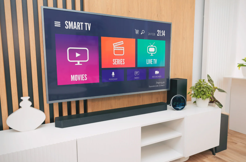 Smart TV menu showing movies and live TV for a budget streaming setup.